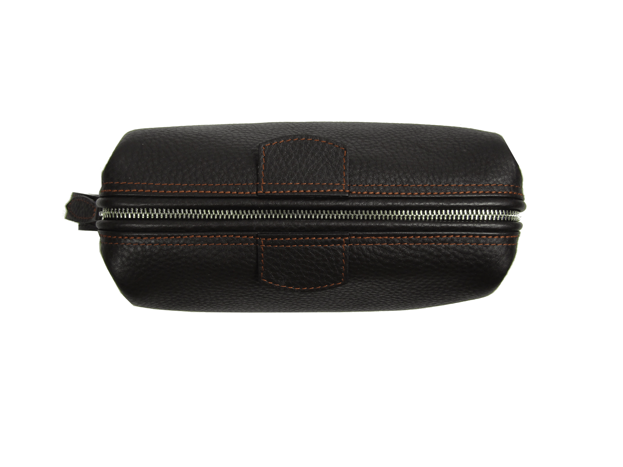 Framed Wash Bag in Brown Grained Calf Leather