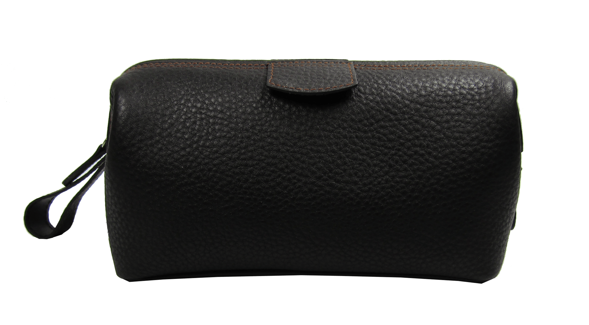 Framed Wash Bag in Brown Grained Calf Leather