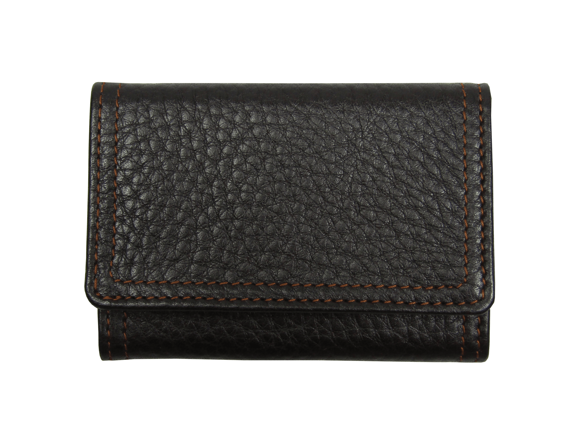 Small Leather Wallet in Brown Grained Calf Leather