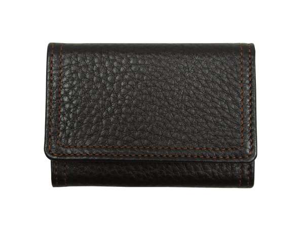 Small Leather Wallet in Brown Grained Calf Leather