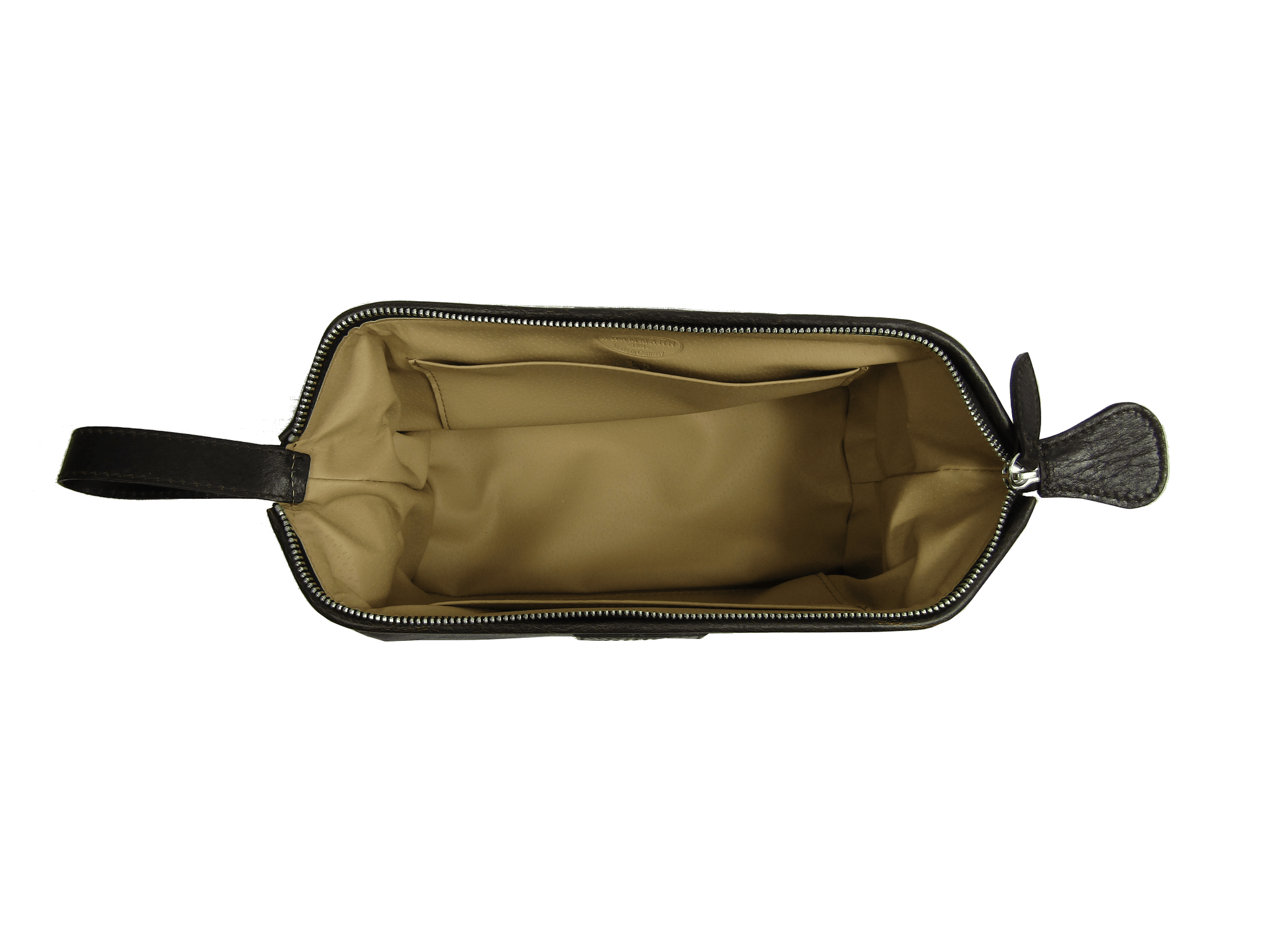 Framed Wash Bag in Dark Brown Bison Leather