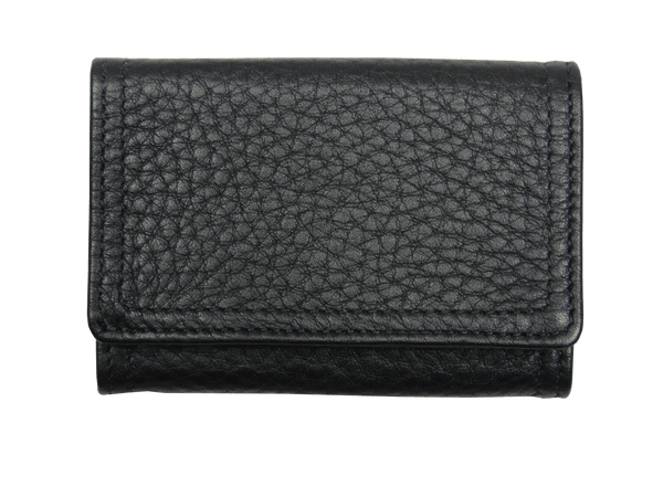 Small Leather Wallet in Black Grained Calf Leather
