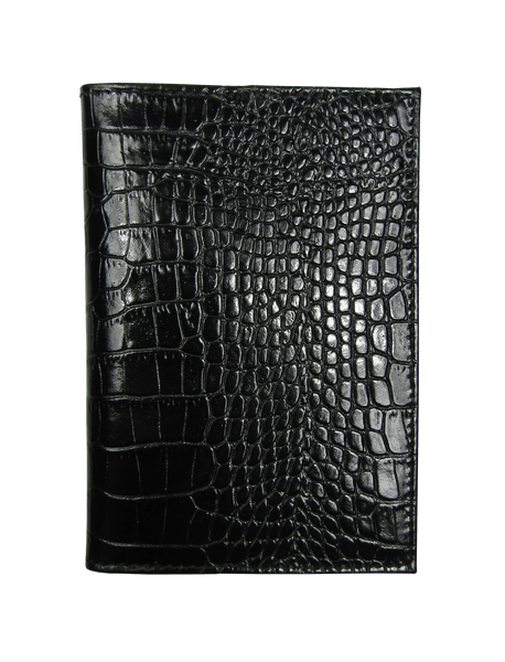 Passport Holder in Black Crocodile Leather
