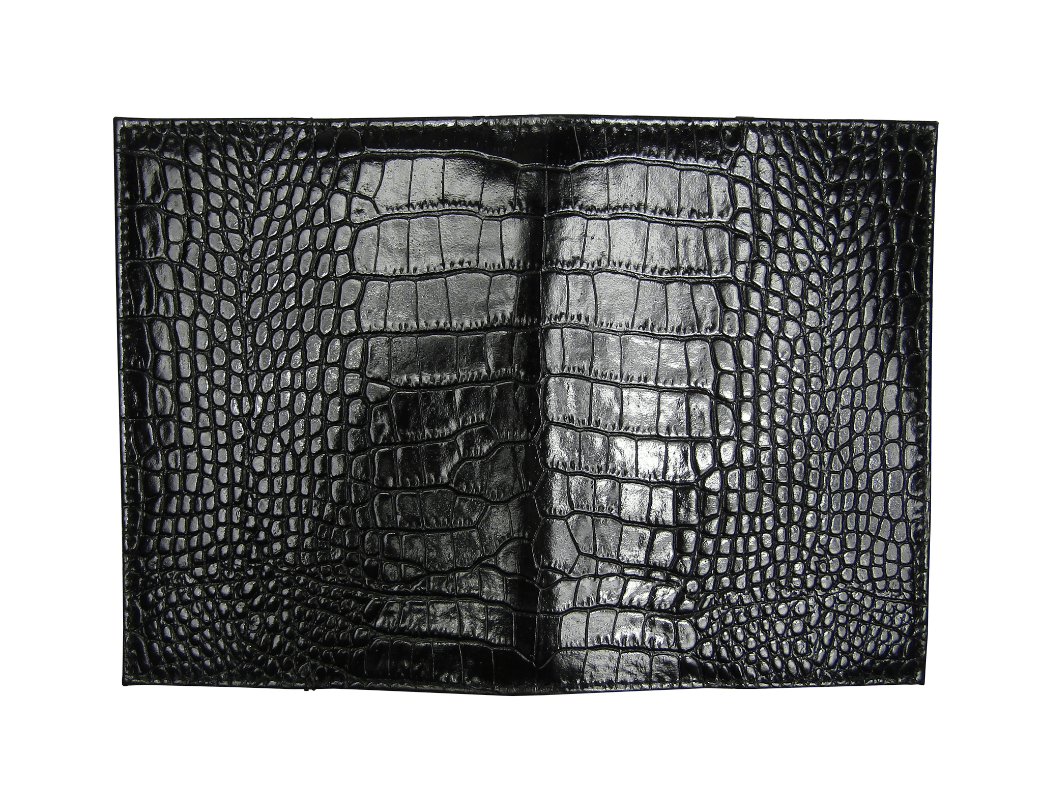 Passport Holder in Black Crocodile Leather