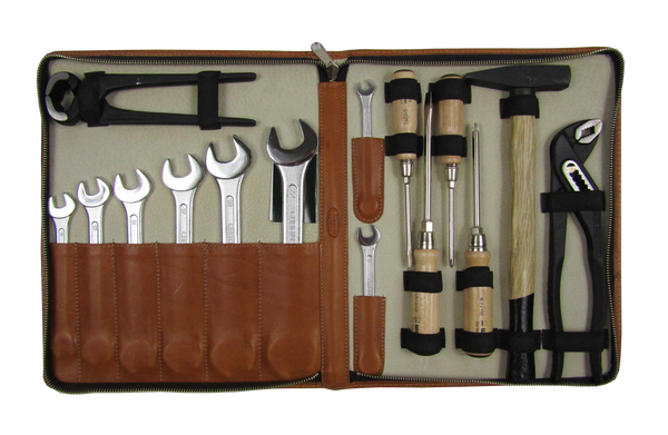 Tool Set in Tan Bison Leather Case