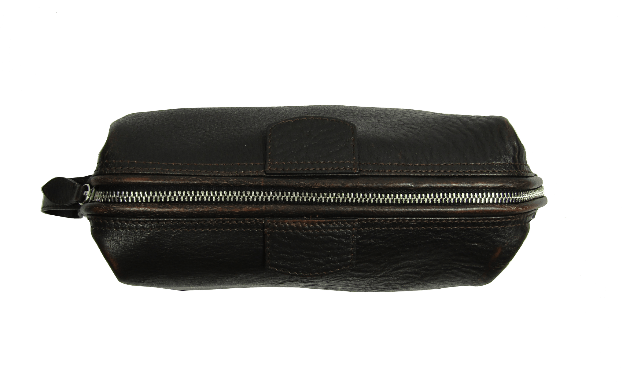 Framed Wash Bag in Dark Brown Bison Leather